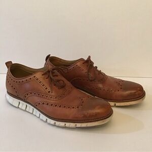 Cole Haan Zerogrand Wingtip Oxford Brogue Brown Leather Loafer Casual Shoe 9.5